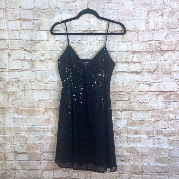 Betsey Johnson Dresses & Skirts - Vintage Betsey Johnson Evening Y2K Black Sequins Babydoll Dress Size 8